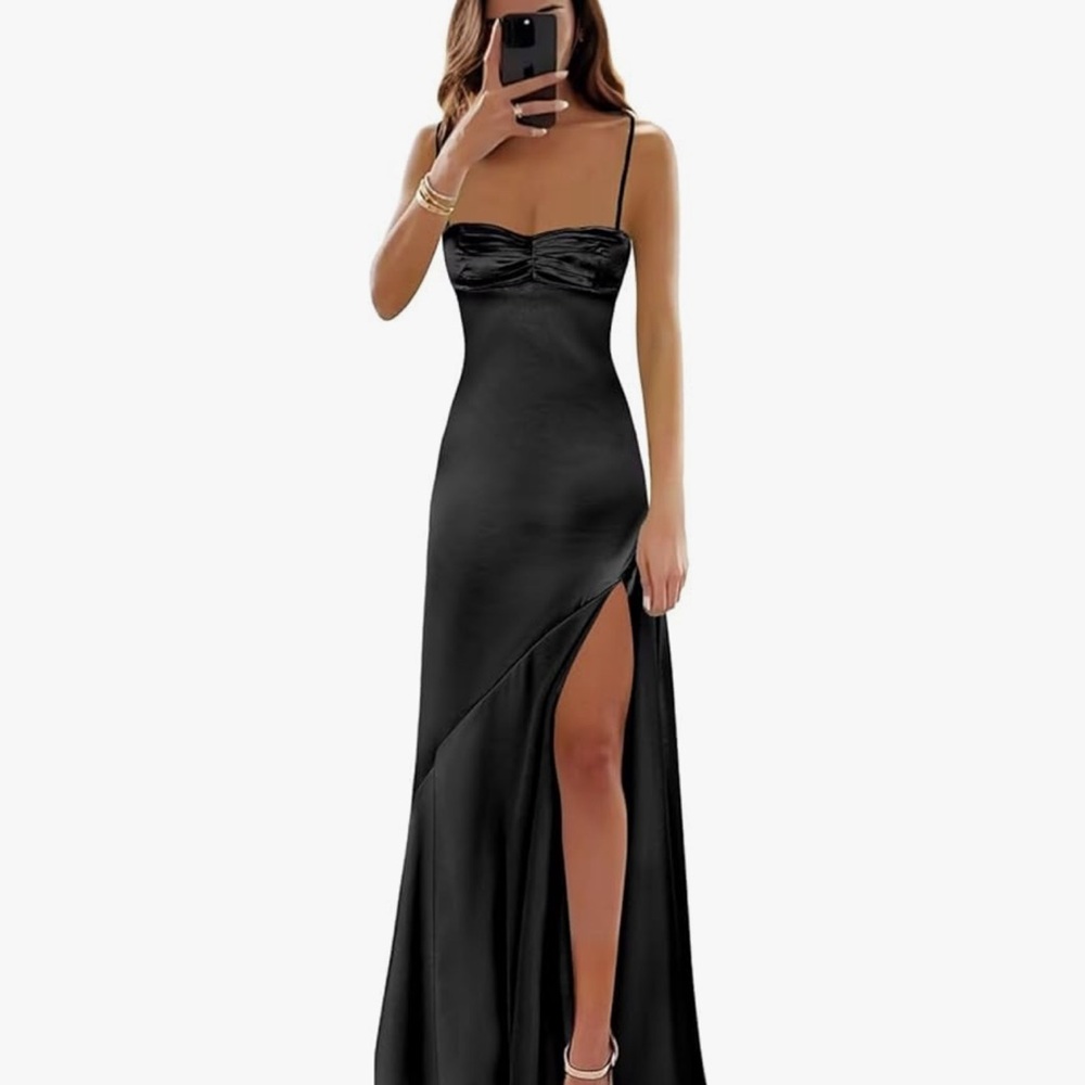 Satin black Maxi dress